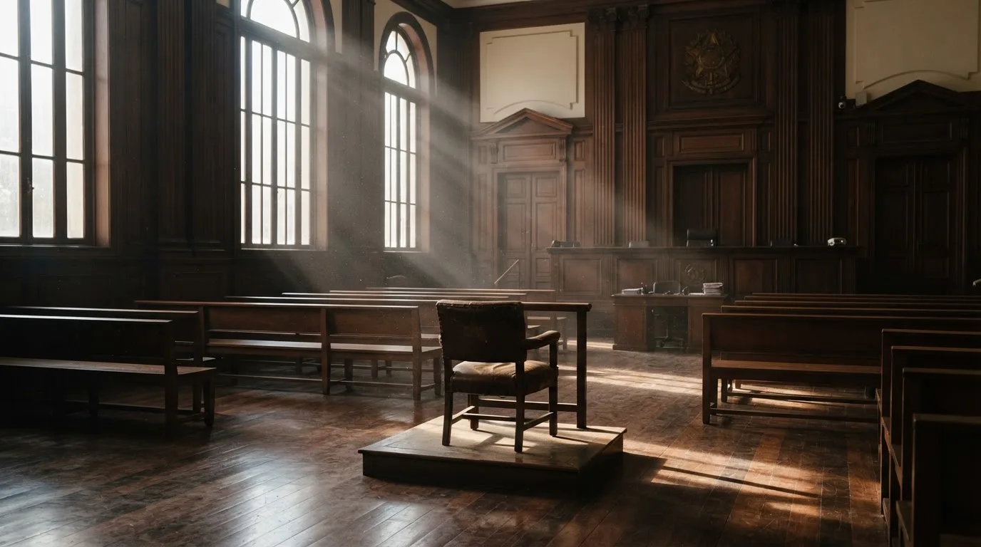 Sala de tribunal vazia com painéis de madeira, à luz da manhã — blackjack casinos em portugal