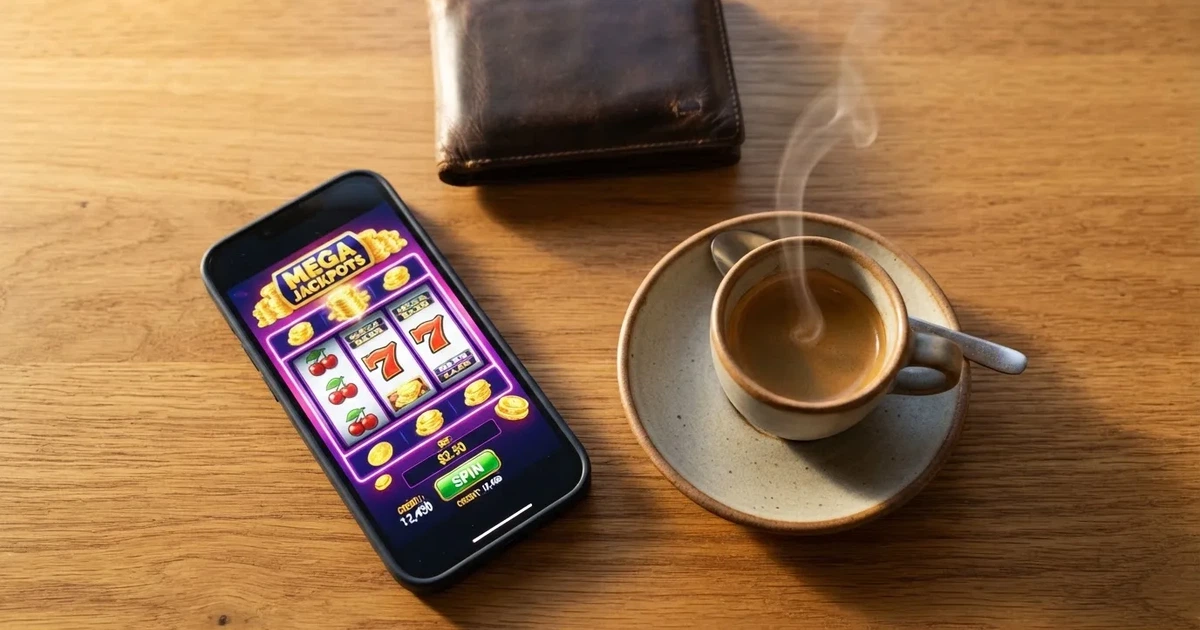Telemóvel numa mesa de madeira ao lado de uma carteira e de uma chávena de café — casinos com maestro em portugal