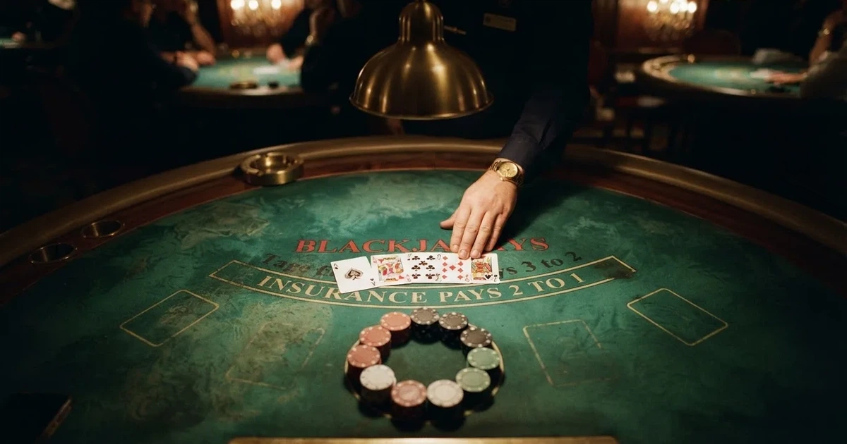 Mesa de jogo iluminada com cartas, vista de cima — cassino com roleta em portugal