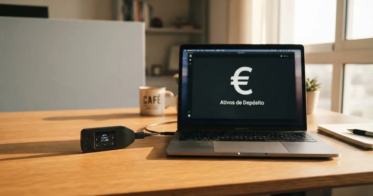 Carteira de hardware e computador portátil numa secretária, com luz suave — cassino sem verificação em portugal