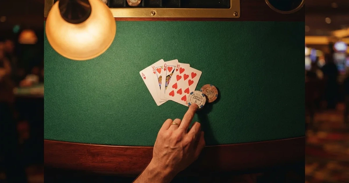 Mesa de jogo iluminada com cartas, vista de cima — jogos de casino grátis pt